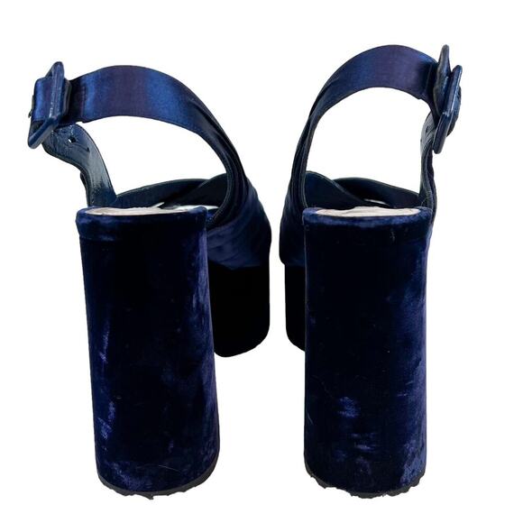 Miu Miu Navy Velvet and Satin Platform Heels Size 38 - Picture 7 of 7